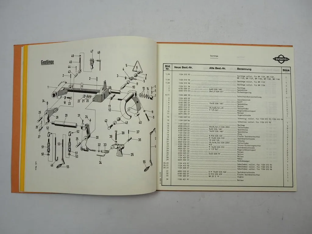 Busatis BM1124 Mähwerk für Deutz Betriebsanleitung Ersatzteilliste ca. 1977