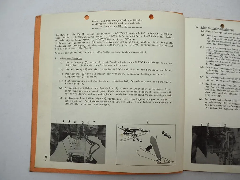 Busatis BM1124 Mähwerk für Deutz Schlepper Betriebsanleitung Ersatzteilliste