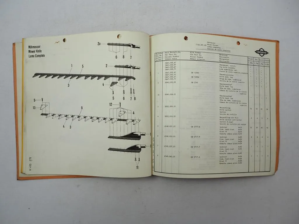 Busatis BM1124 Mähwerk für Deutz Schlepper Betriebsanleitung Ersatzteilliste