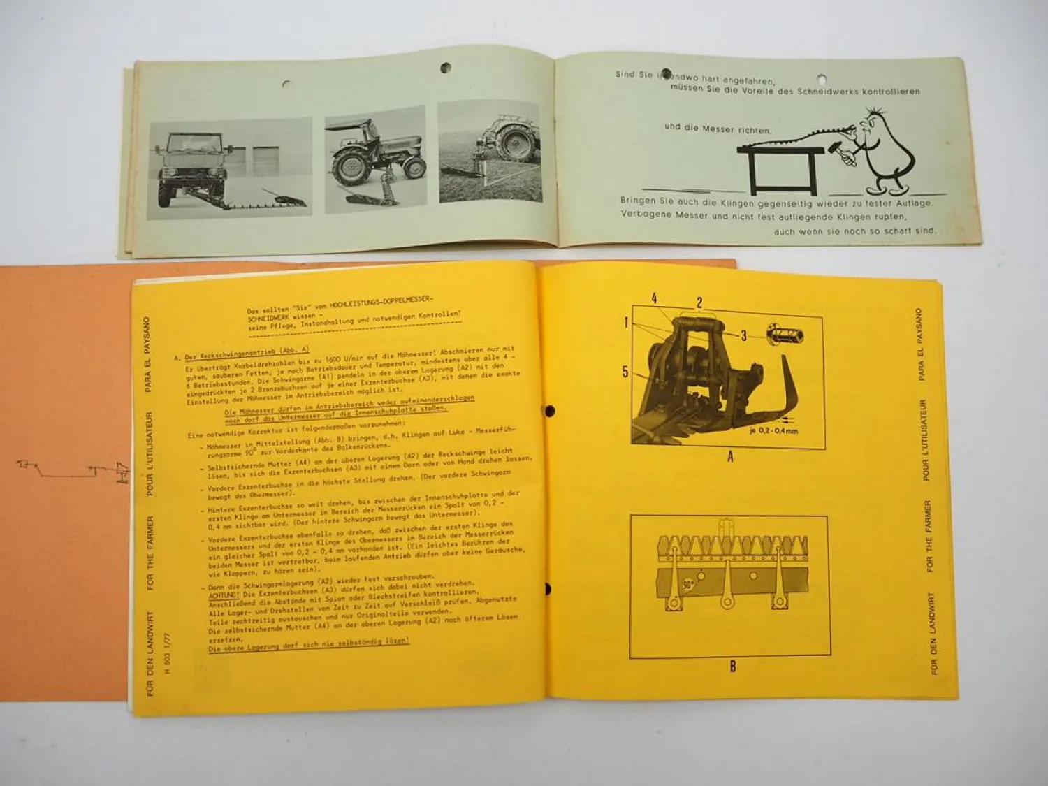 Busatis BM1148 Mähwerk für John Deere Schlepper Betriebsanleitung 1970er Jahre