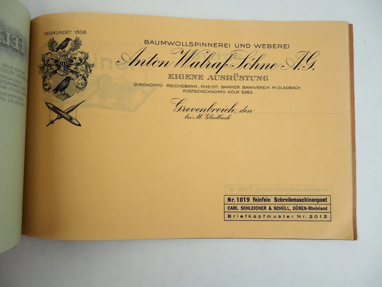 Carl Schleicher & Schüll Düren Rhld. Musterbuch Briefpapier Schokolade Bier ca 1925