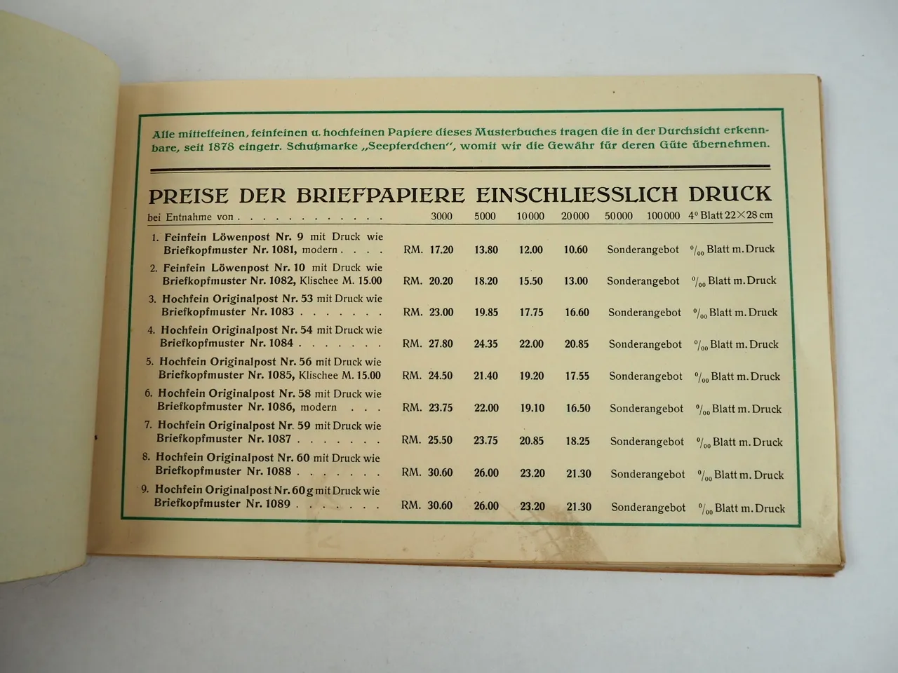 Carl Schleicher & Schüll Düren Rhld. Musterbuch Briefpapier Schokolade Bier ca 1925