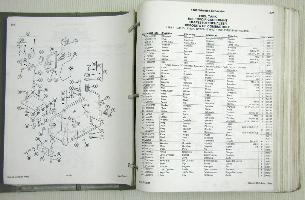 Case 1188 Radbagger + Ausrüstungen Ersatzteilliste Ersatzteilkatalog 1995-2001