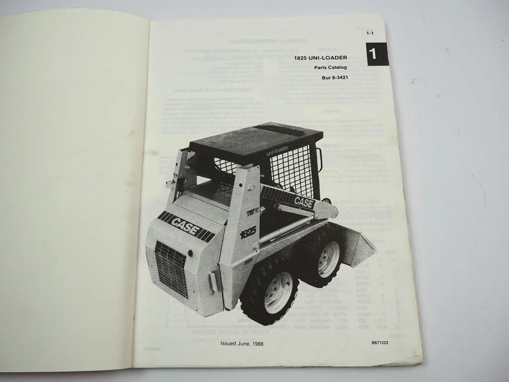 Case 1825 Uni-Loader Lader Ersatzteilliste Parts Catalog 1988