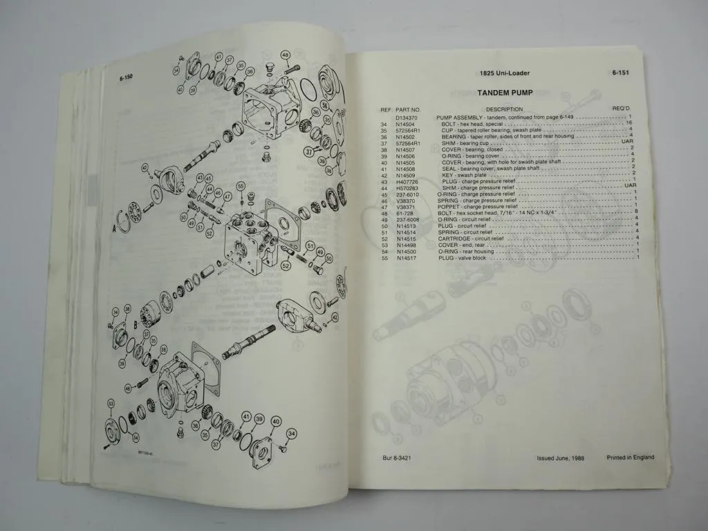 Case 1825 Uni-Loader Lader Ersatzteilliste Parts Catalog 1988