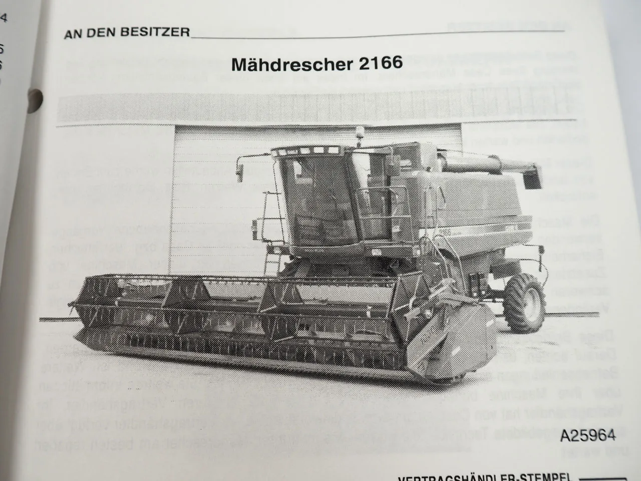 Case 2166 Axial Flow Mähdrescher Betriebsanleitung 02/1996