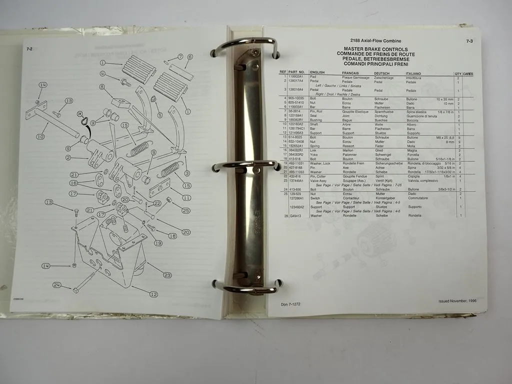 Case 2188 Axial Flow Mähdrescher Ersatzteilkatalog Combine Parts Catalouge 1996