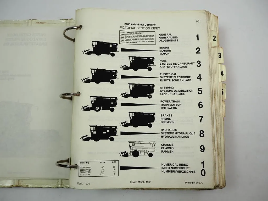 Case 2288 Mähdrescher Axial Flow Combine Ersatzteilkatalog Parts List 1995