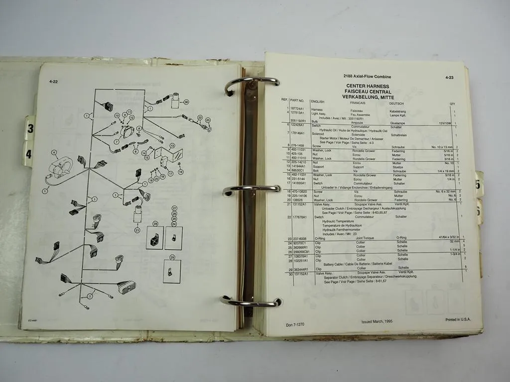 Case 2288 Mähdrescher Axial Flow Combine Ersatzteilkatalog Parts List 1995