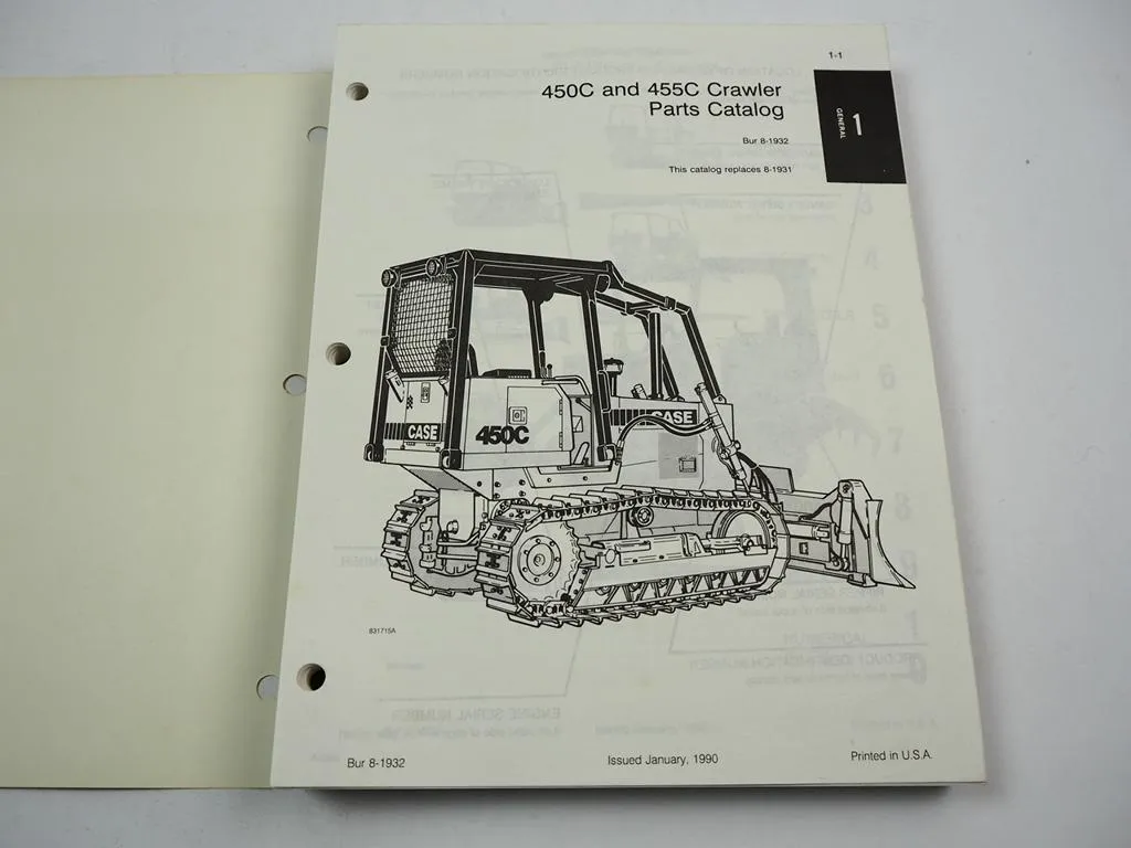 Case 450C 455C Laderaupe Crawler Ersatzteilkatalog Parts catalog 1990