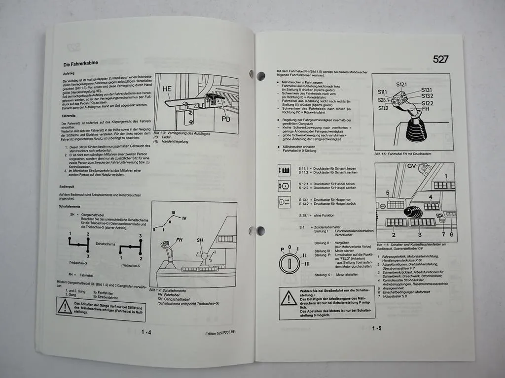 Case 527 Mähdrescher Betriebsanleitung Wartung Schaltplan Schneidwerke 1997