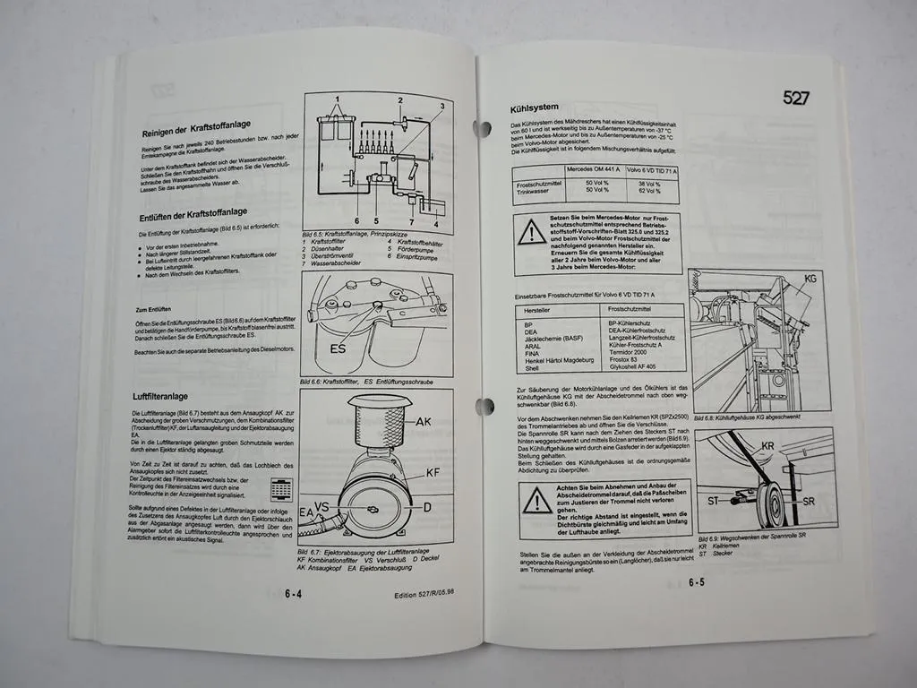 Case 527 Mähdrescher Betriebsanleitung Wartung Schaltplan Schneidwerke 1997
