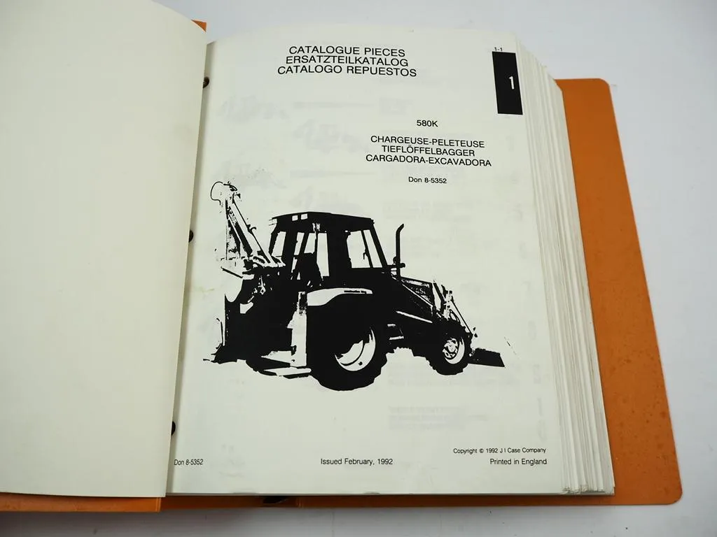 Case 580K Tieflöffelbagger Lader Ersatzteilkatalog Parts List 1992