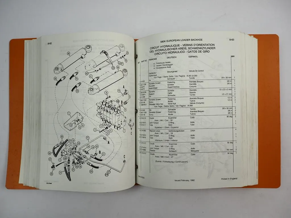 Case 580K Tieflöffelbagger Lader Ersatzteilkatalog Parts List 1992