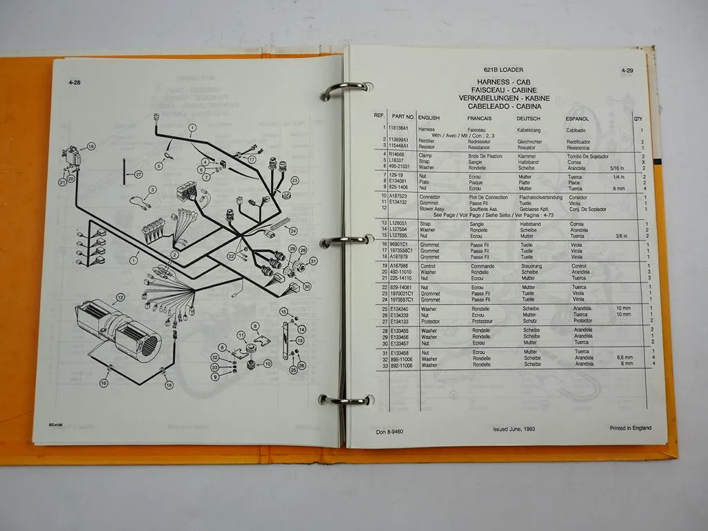 Case 621B Radlader Ersatzteilkatalog Ersatzteilliste Parts List 1993