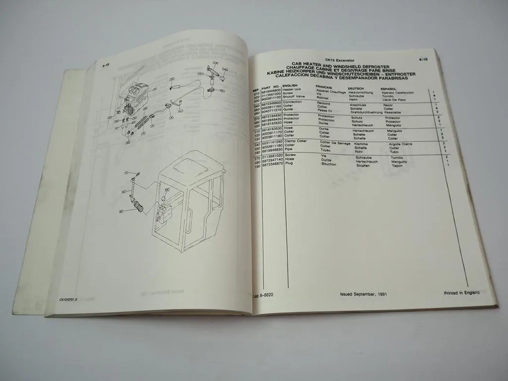 Case CK13 Raupenbagger Ersatzteilkatalog Parts Catalog Catalogue Pieces 1991