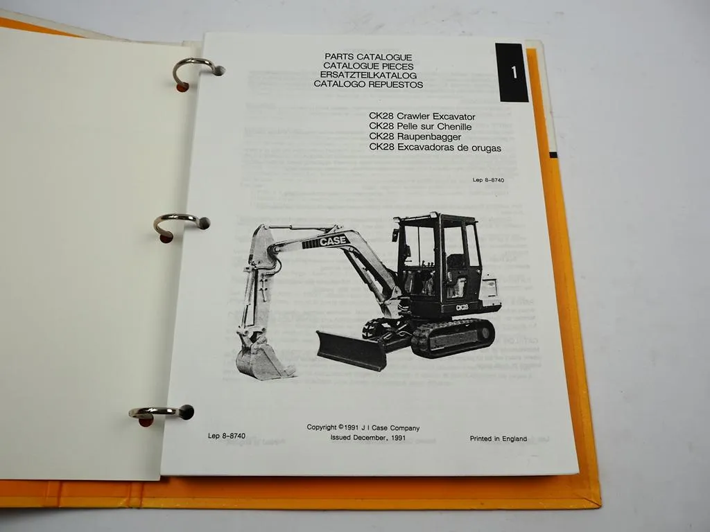 Case CK28 Raupenbagger Crawler Excavator Ersatzteilkatalog Parts List 1991