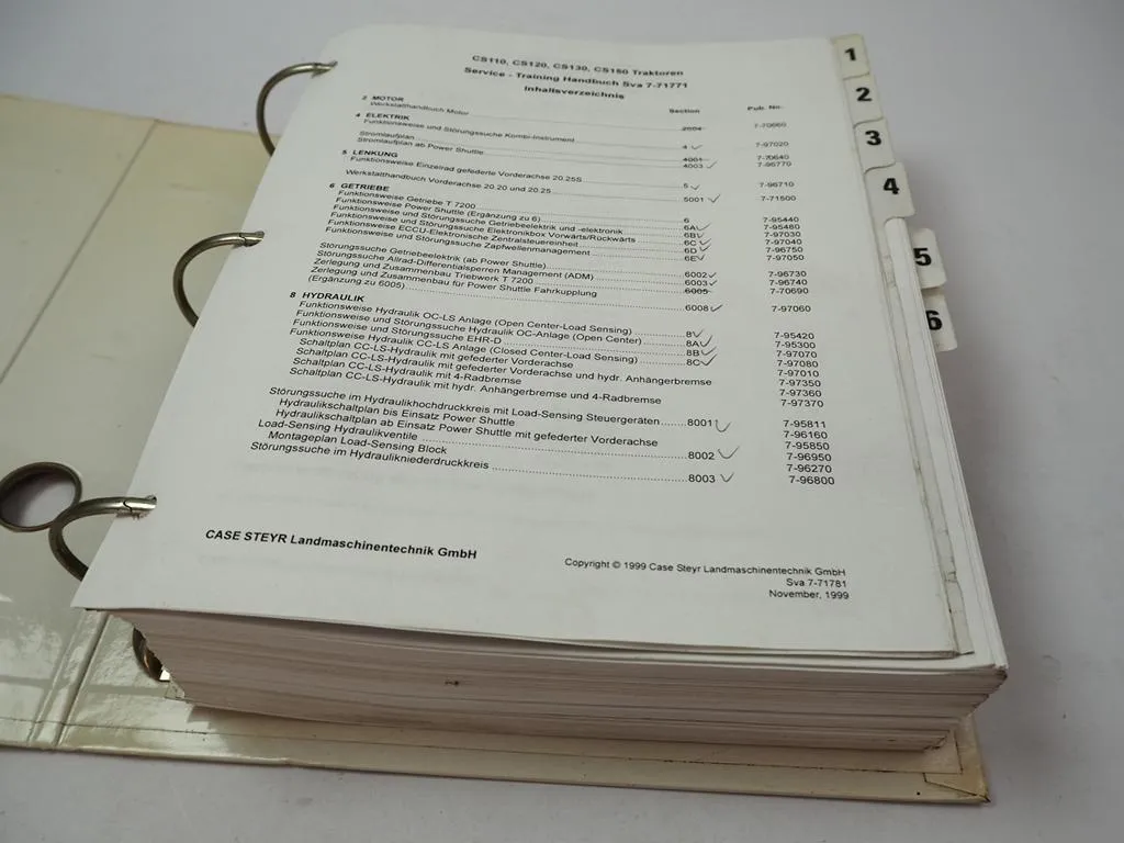 Case CS110 CS 120 130 150 Werkstatthandbuch Reparaturanleitung Nov. 1999