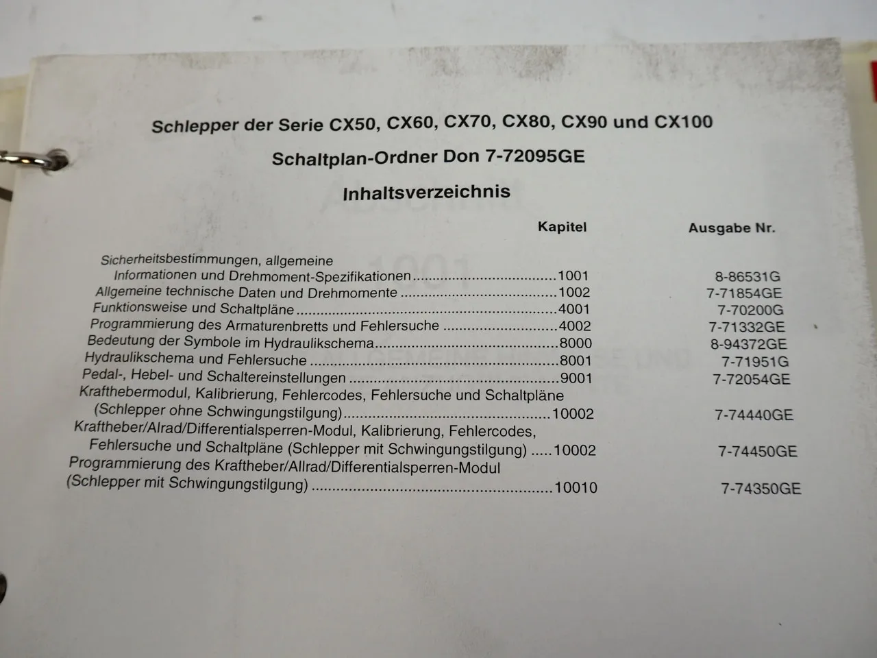 Case CX 50 60 70 80 90 100 Schaltpläne Schaltplan Elektrik Hydraulik 2000