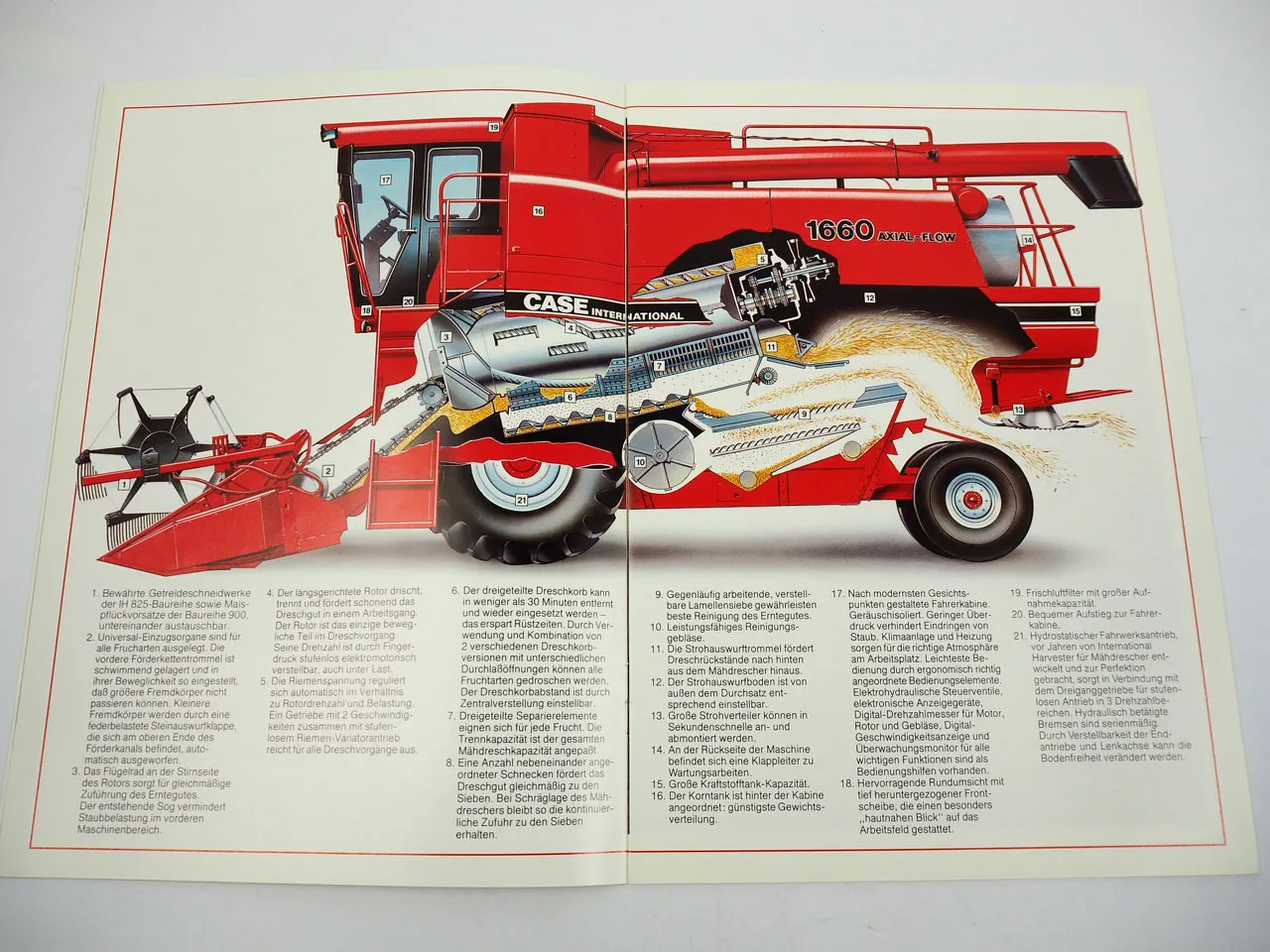 Case IH 1640 1660 Axialfluss Mähdrescher Prospekt 1980er Jahre