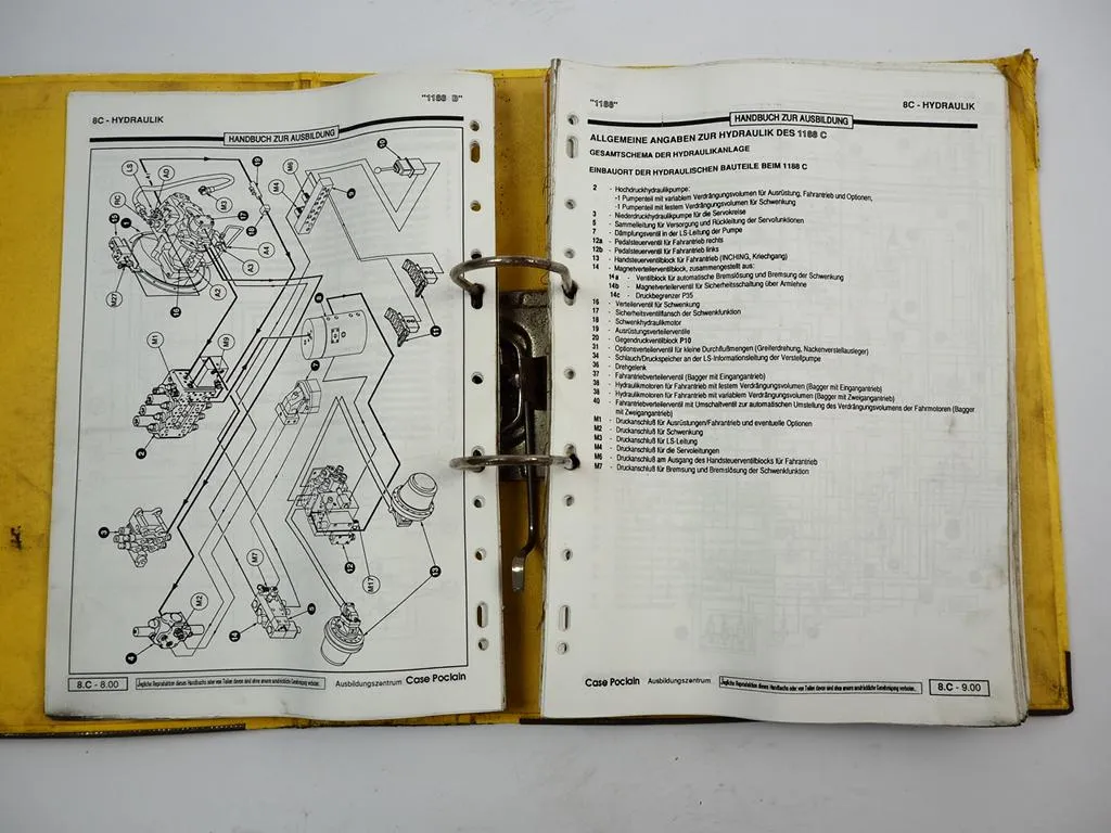 Case Poclain 1188 P C Hydraulikbagger Schulungshandbuch Elektrik Hydraulik 1994