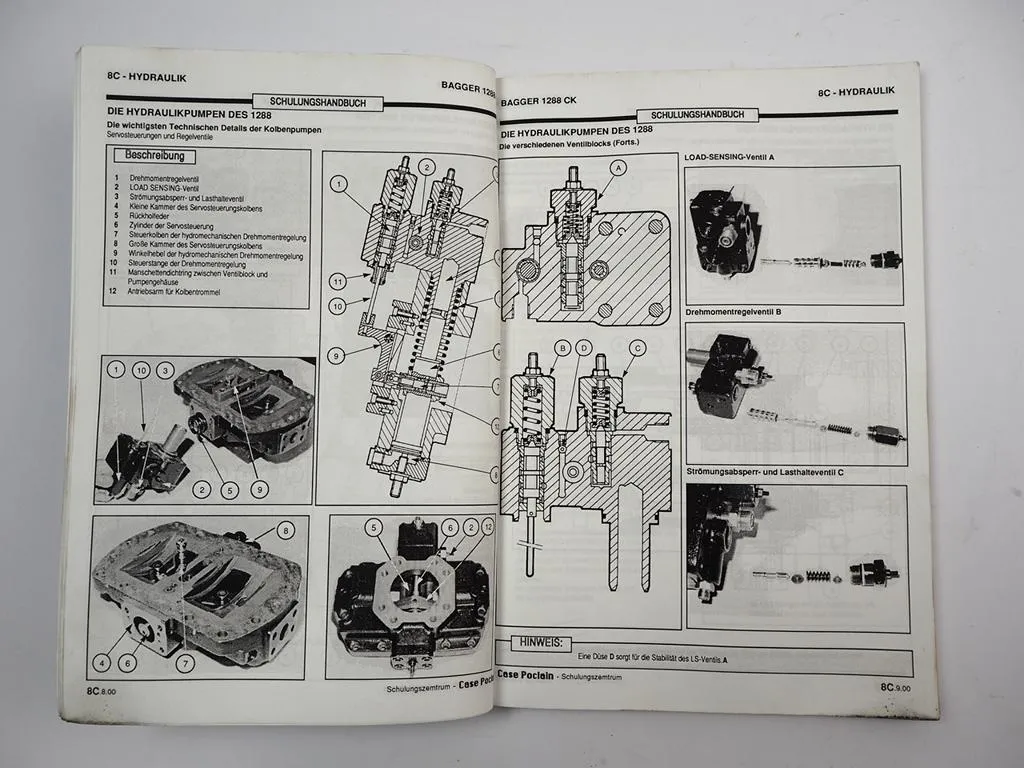 Case Poclain 1288 CK Bagger Schulungshandbuch Hydraulik 1993