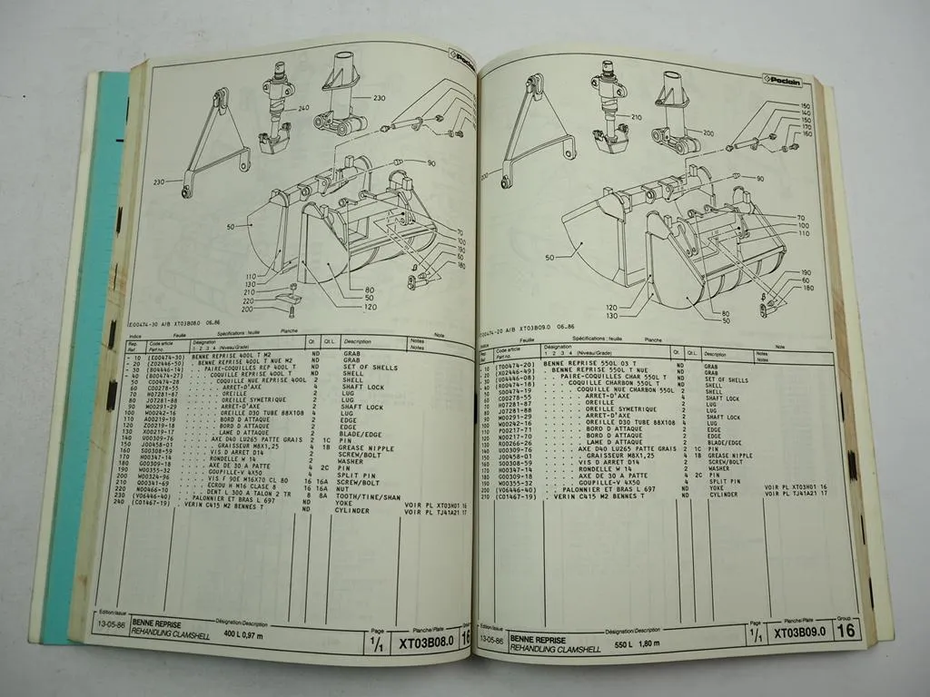 Case Poclain 61P Bagger Excavator and attachment Parts Catalog ETL 1988