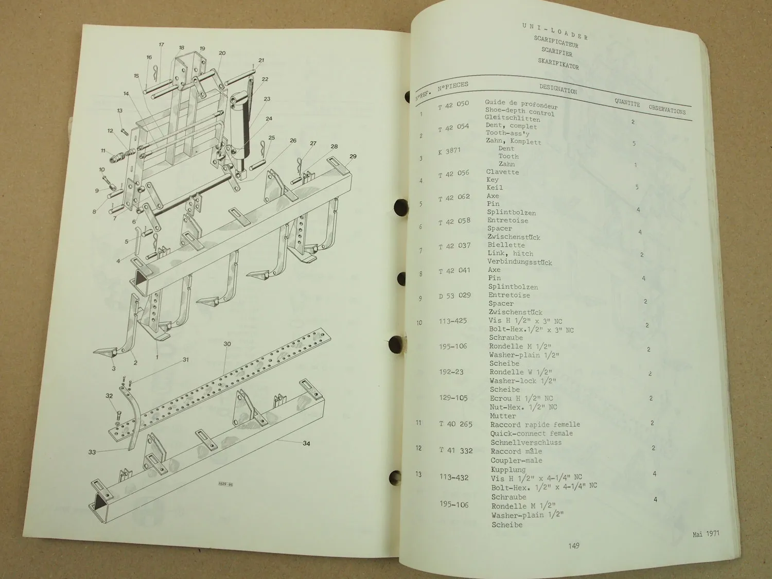 Case Uniloader Ersatzteilliste 1971 und Betriebsanleitung Bedienung 1975