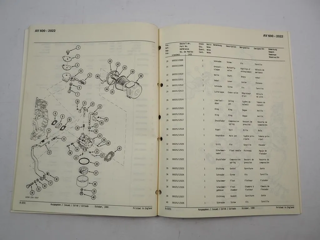 Case Vibromax AV600 Rüttelplatte Vibrating Plate Parts List Ersatzteilliste 1990