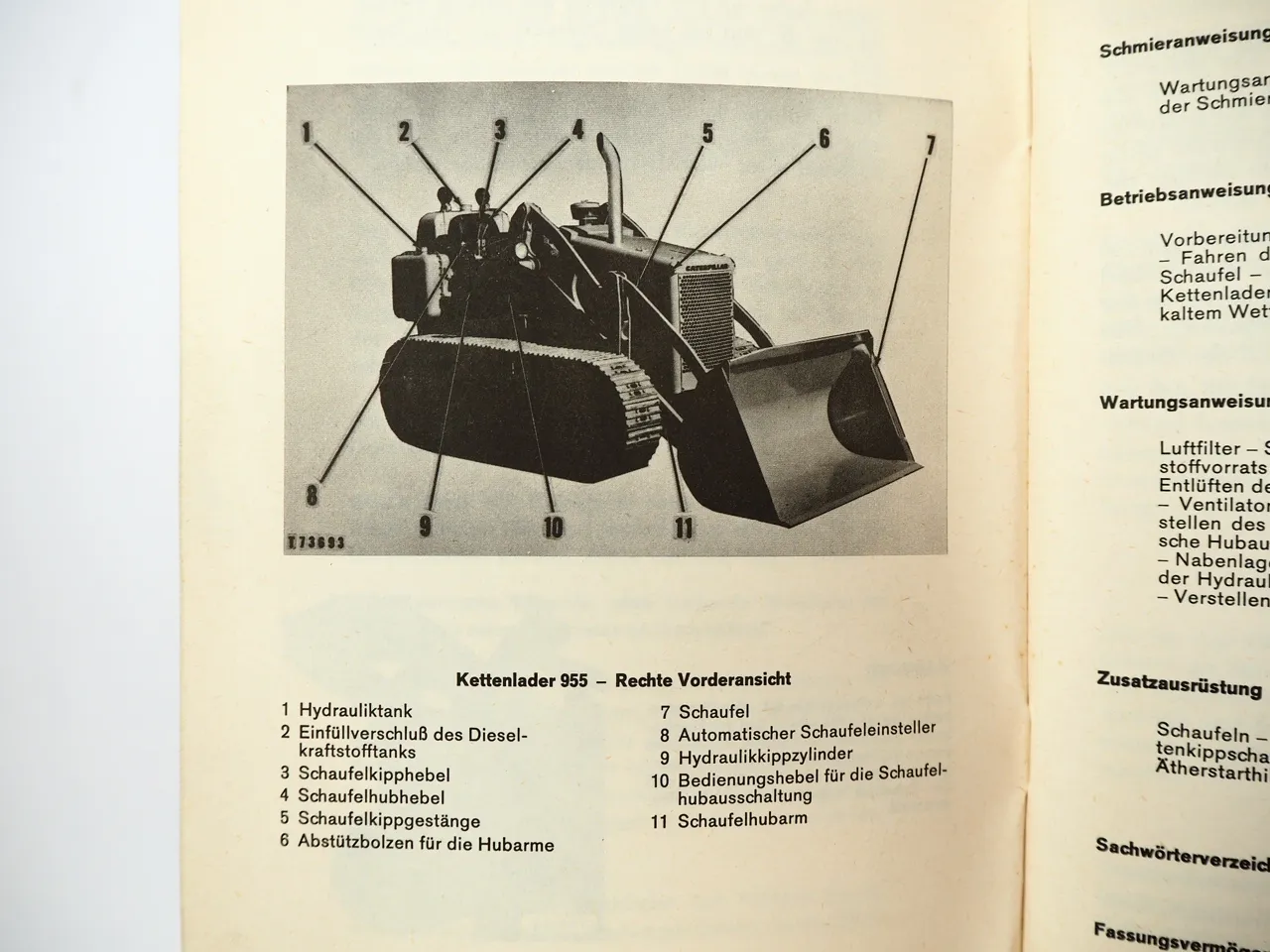 CAT Caterpillar 955 Kettenlader Betriebsanleitung Bedienungsanleitung Wartung 1968
