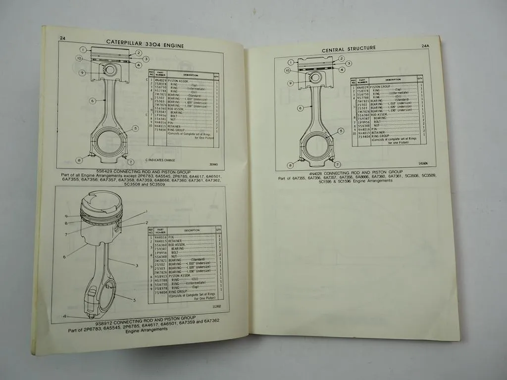 Caterpillar 3304 Engine Parts Book List Ersatzteilliste 1984