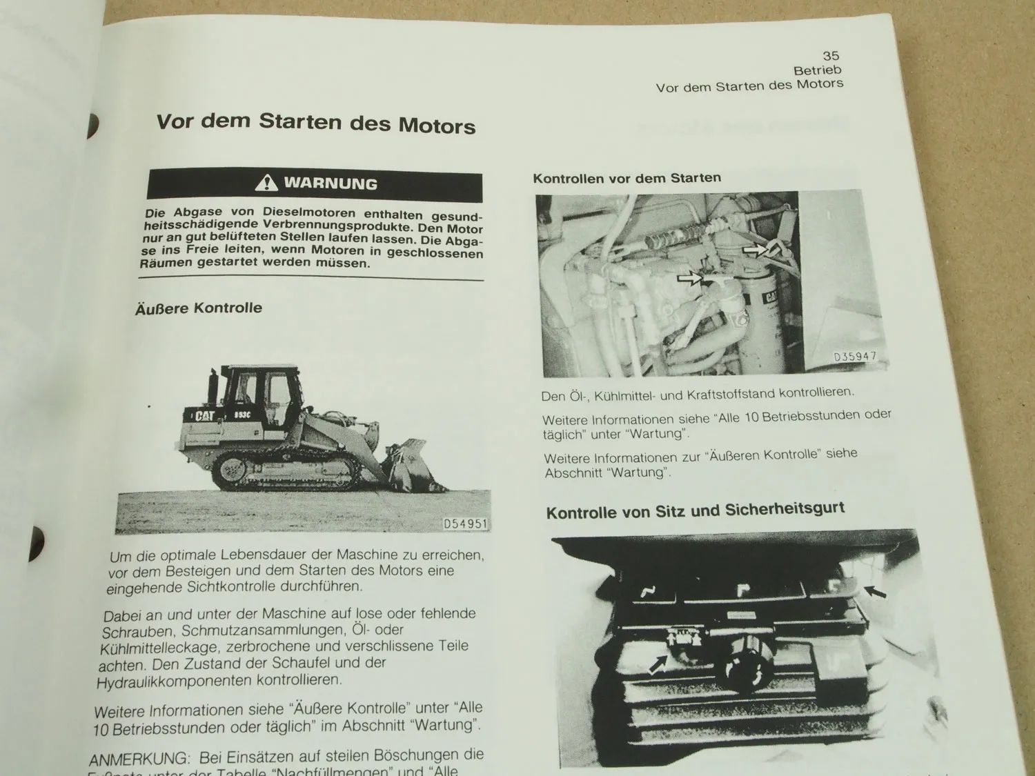 Caterpillar 953C Kettenlader Bedienungsanleitung 1996 Betrieb und Wartung