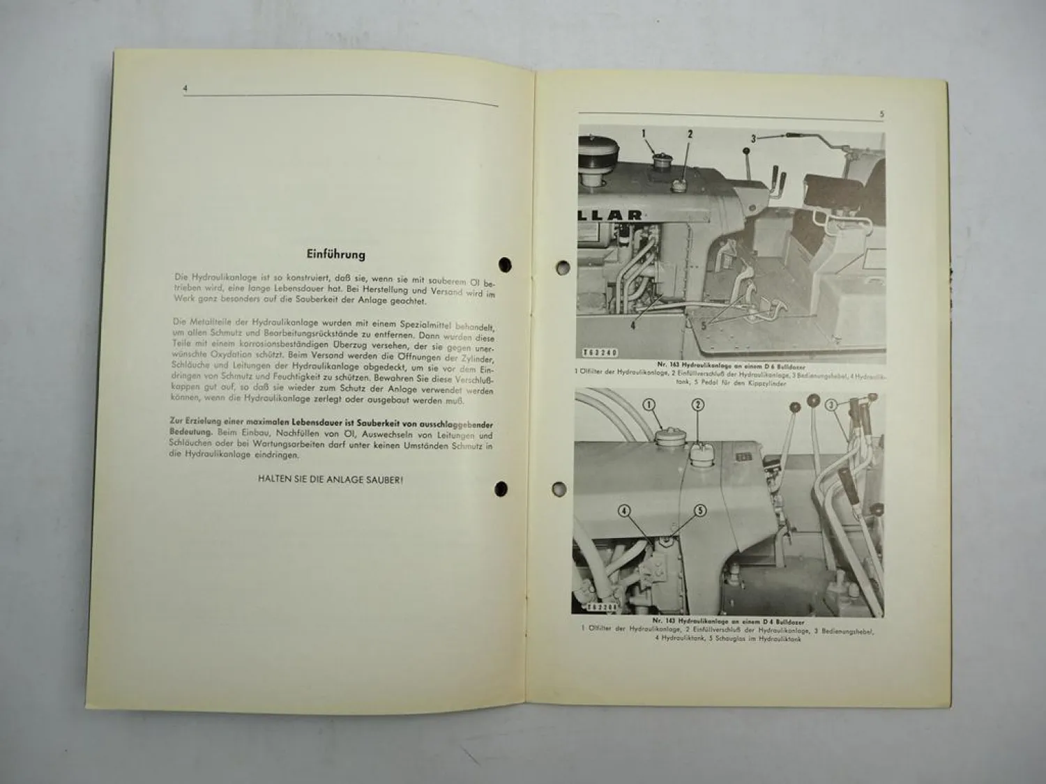 Caterpillar D4 D6 Hydraulikanlagen Nr. 141 143 161 163 Betriebsanleitung 1964