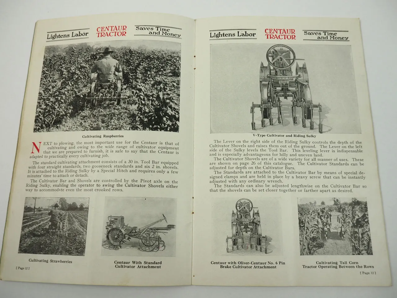 Centaur Model G Tractor Riding Sulky Cultivator Field Mower Dump Cart 1929