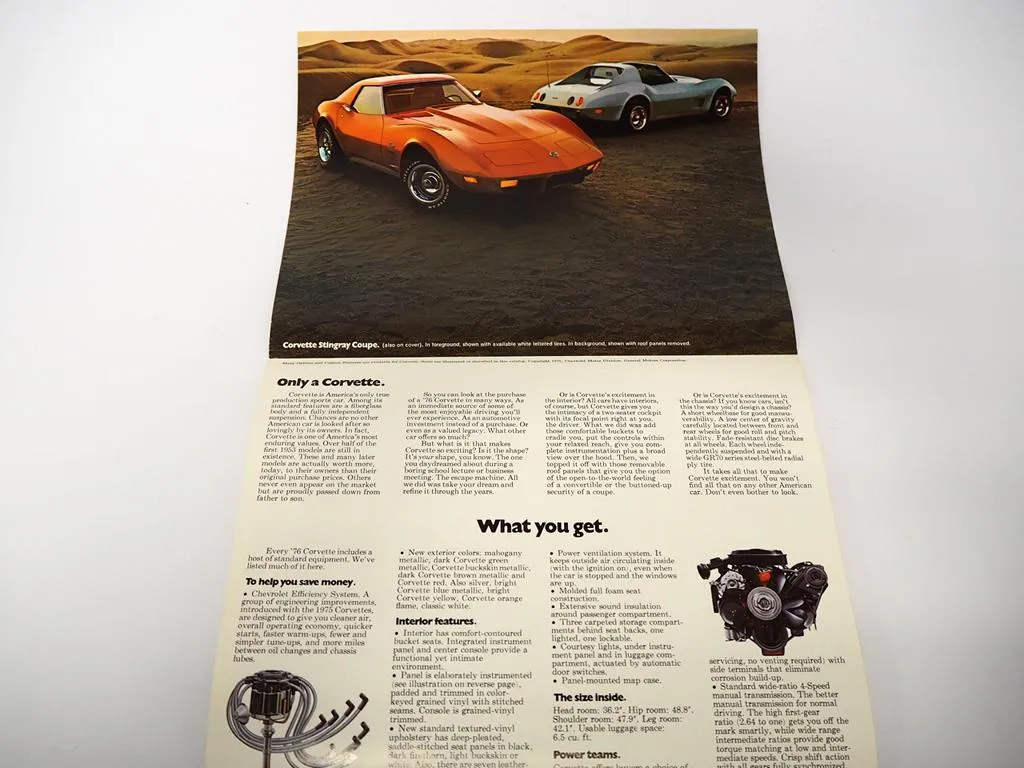 Chevrolet Corvette C3 5.7 l Engine Prospekt Brochure 1976