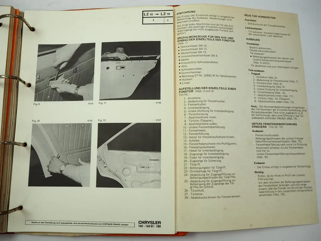 Chrysler 160 GT 180 Reparaturanleitung Reparaturhandbuch Werkstatthandbuch 1970