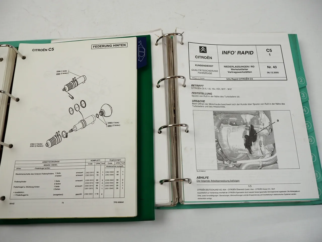 Citroen C5 Info Rapid Werkstatt Kundendienst Service Mitteilungen 2001 - 2006