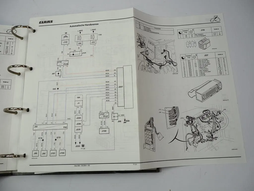 Claas Ares 806 816 826 836 Traktor Werkstatthandbuch Kap.F-J Schaltplan Elektrik