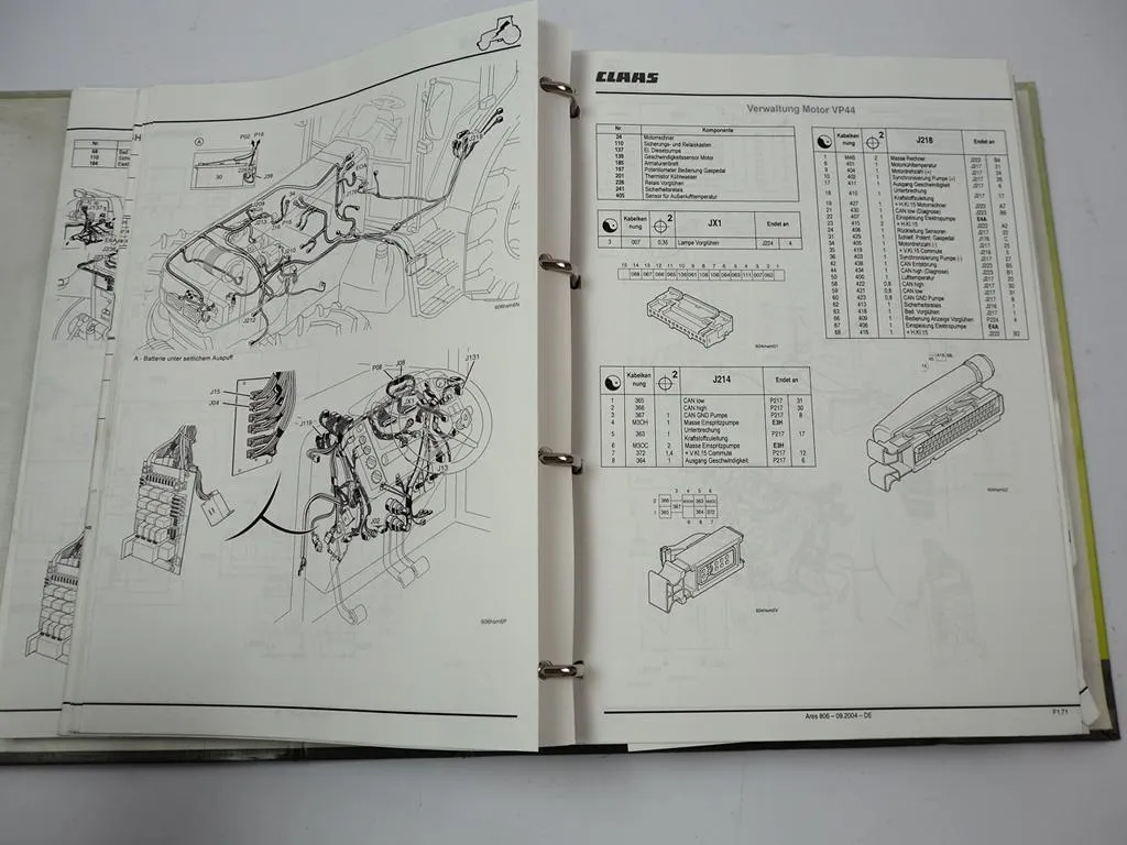 Claas Ares 806 816 826 836 Traktor Werkstatthandbuch Kap.F-J Schaltplan Elektrik