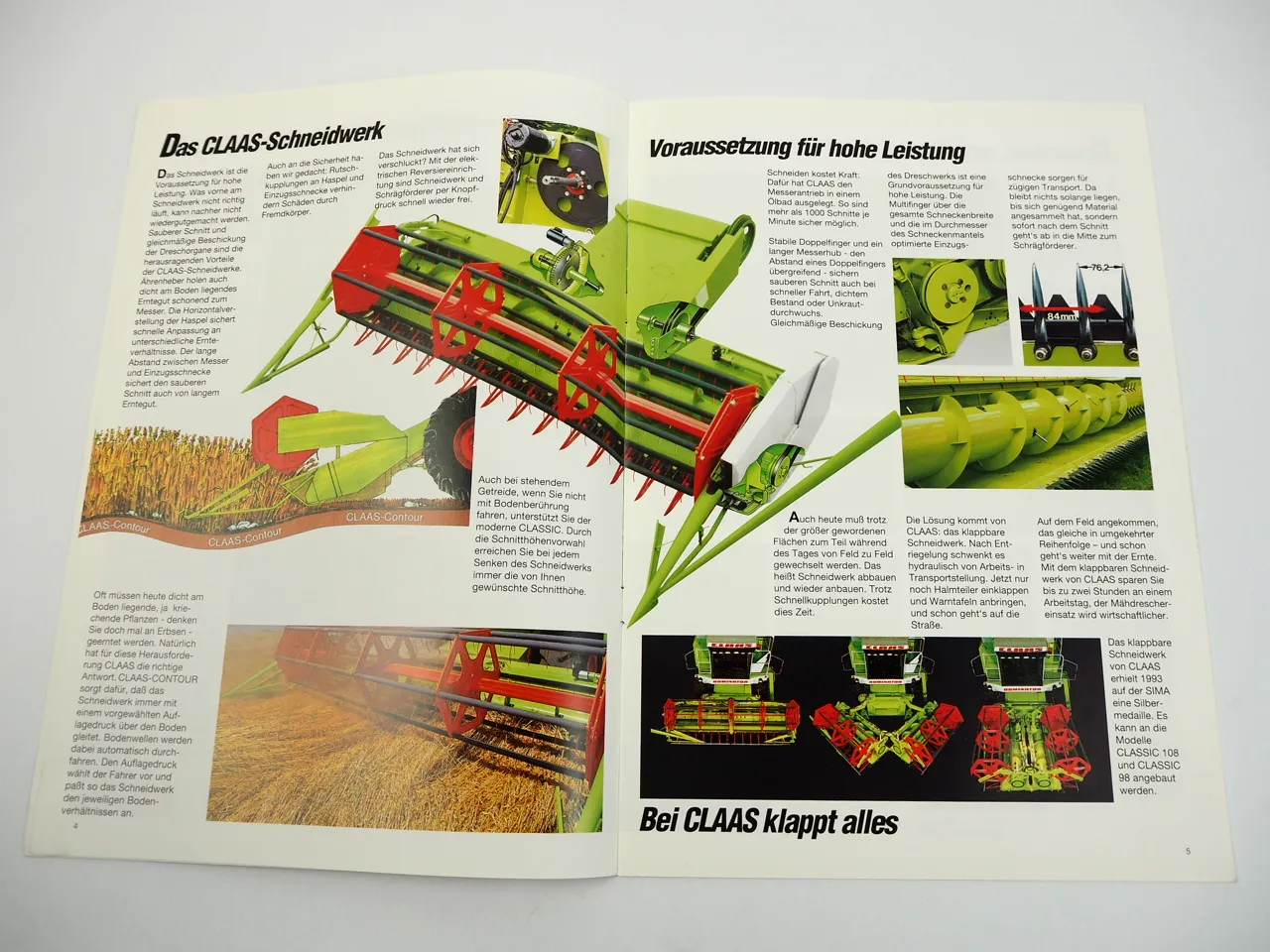Claas Classic 78 bis 108 Mähdrescher Prospekt 1994