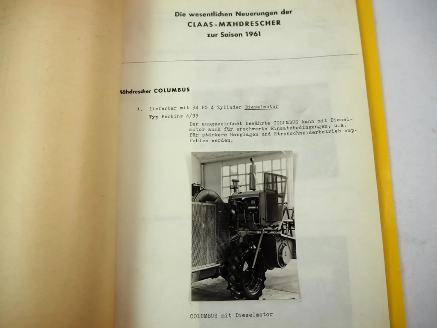 Claas Columbus Europa Super Junior Automatic Mähdrescher Neuerungen Foto BJ 1961