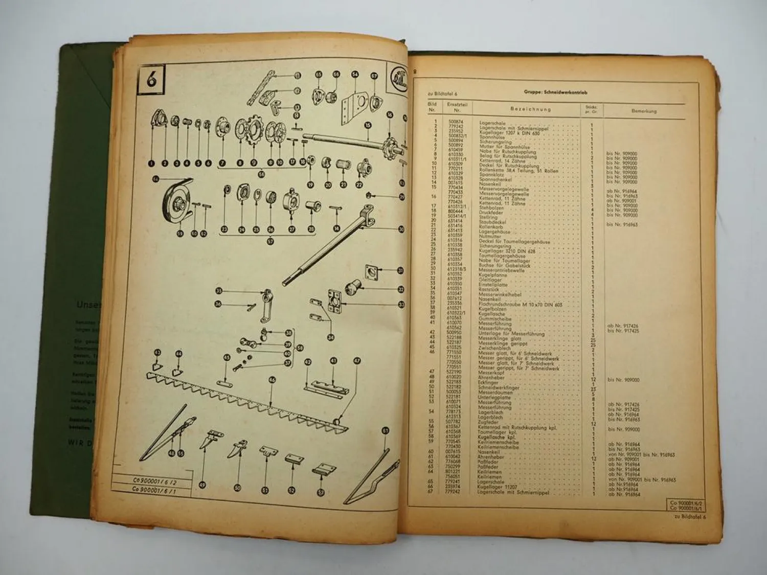Claas Columbus Mähdrescher Betriebsanleitung Ersatzteilliste 4/1960