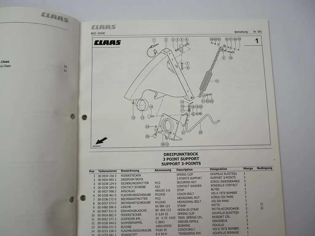 Claas Corto 3150 F FN Profil Mähwerk Ersatzteilliste Spare Parts List 2010
