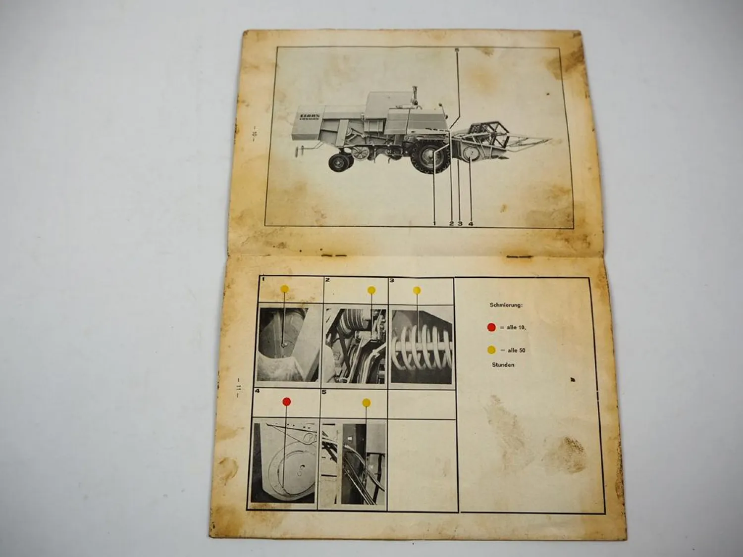 Claas Cosmos Mähdrescher Betriebsanleitung Schmierplan Lubrication Chart 1968