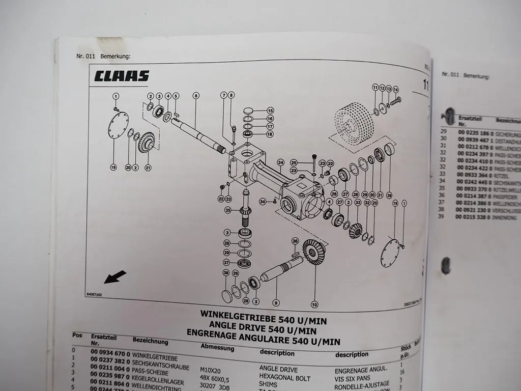 Claas Disco 3050 Plus Mähwerk Ersatzteilliste Spare Parts List 2008