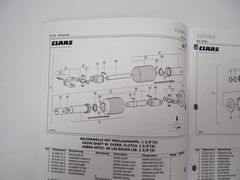 Claas Disco 3100 F Profil Mähwerk Ersatzteilliste Spare Parts List 2010