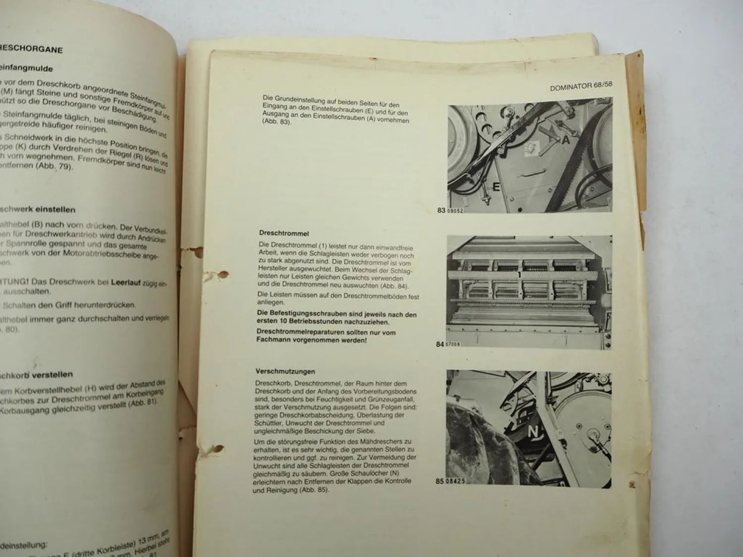 Claas Dominator 58 68 Mähdrescher Betriebsanleitung Wartung Schaltplan 1983