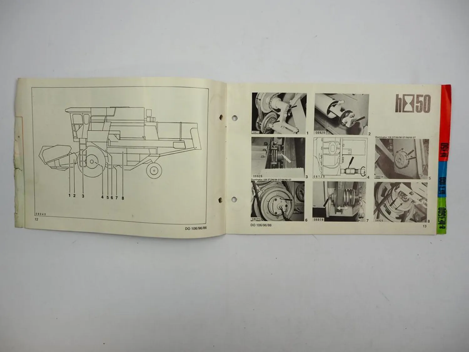 Claas Dominator 86 96 106 ST Mähdrescher Schmierplan 1985