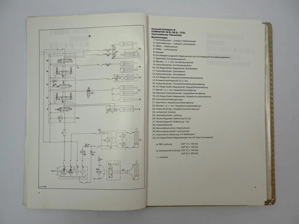 Claas Dominator Commandor Mähdrescher Hydraulik Elektrik Schaltplan 1988