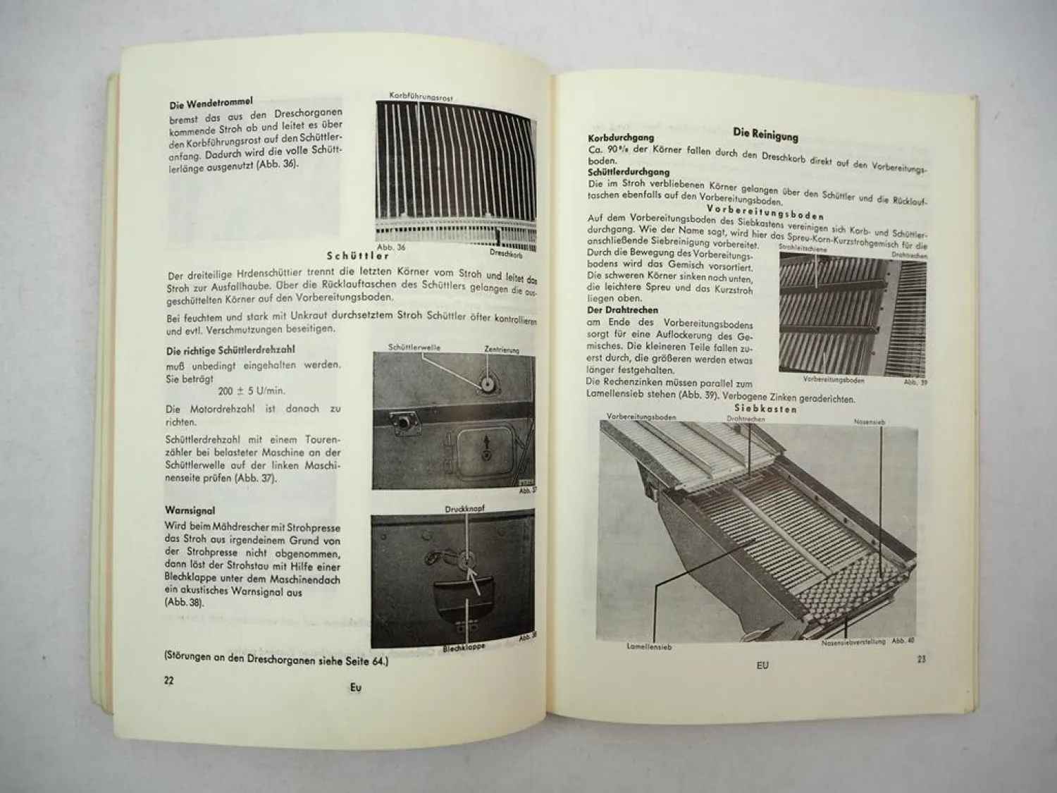 Claas Europa Mähdrescher Betriebsanleitung Bedienungsanleitung 1966